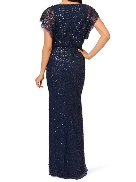 画像3: Adrianna Papell アドリアナパペル　Beaded Sequin Mesh Floral Gown (3)