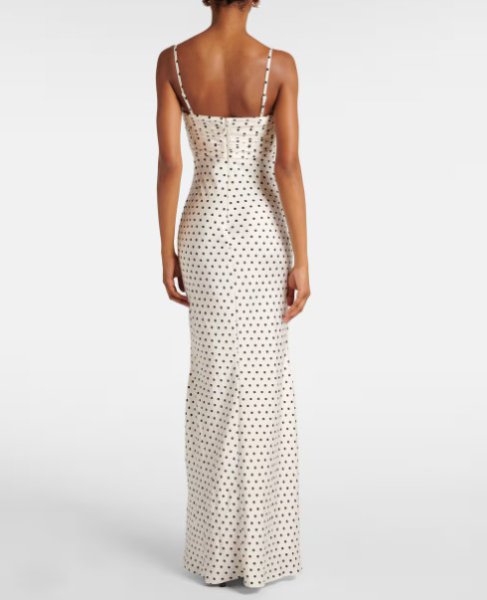 画像2: Self Portrait セルフポートレート polka-dot satin maxi dress  02271 (2)