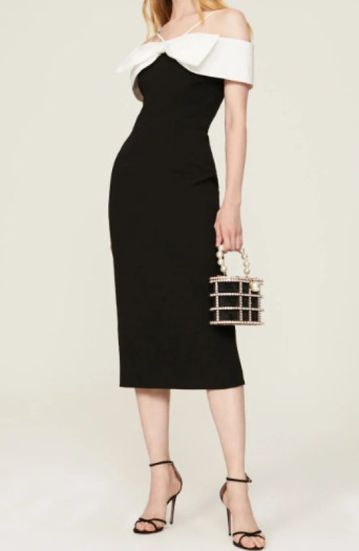 画像1: セール！Rebecca Vallance レベッカヴァランス  Hepburn Bow Midi Dress  02041 (1)