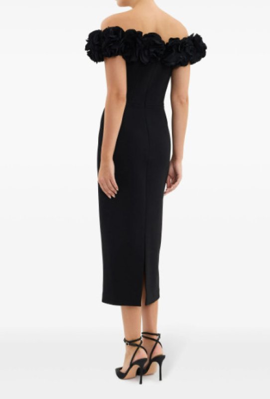 画像2: セール！Rebecca Vallance レベッカヴァランス  Odetta フローラルアップリケミディドレス　ブラック  02241 (2)