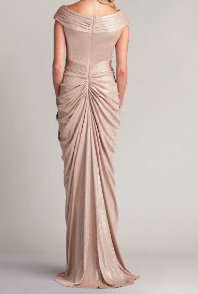 画像2: Tadashi Shoji タダシショージ  ELLERY DRAPED METALLIC JERSEY GOWN ピンク系  12055 (2)