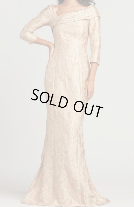 画像1: Tadashi Shoji タダシショージ 　Calder Floral Jacquard Gown  ベージュ系 (1)