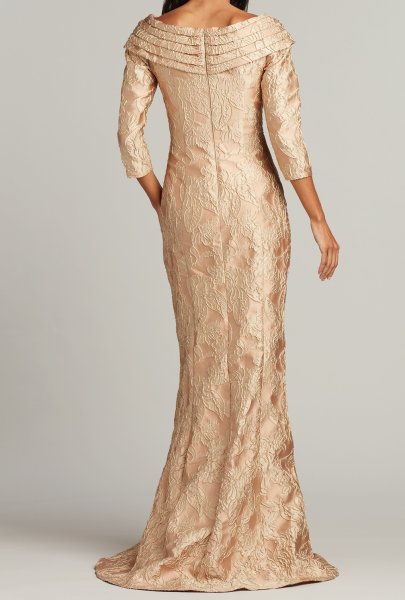 画像3: Tadashi Shoji タダシショージ  Calder Floral Jacquard Gown  ベージュ系 (3)