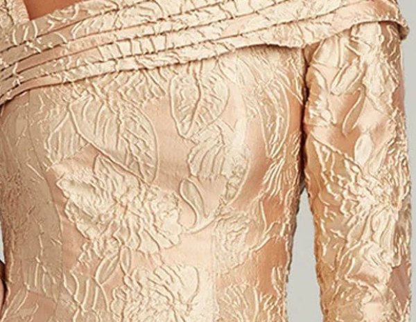 画像2: Tadashi Shoji タダシショージ  Calder Floral Jacquard Gown  ベージュ系 (2)