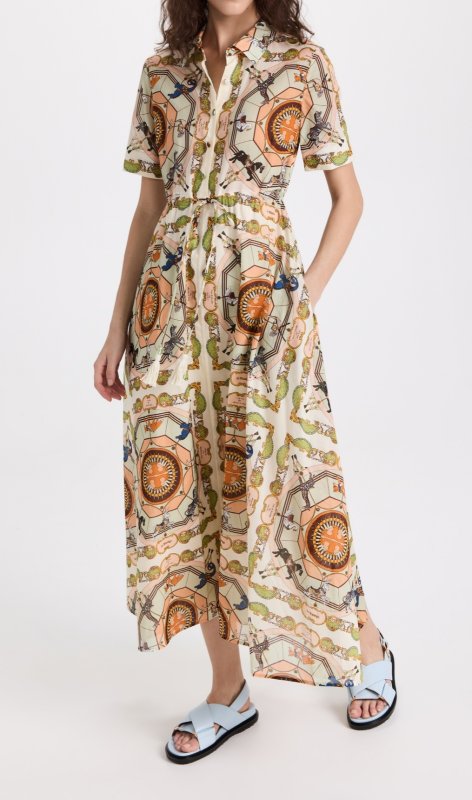 画像1: 【矢田亜希子さん、トリンドル玲奈さん着用】Tory Burch トリーバーチ　Printed Cotton Shirtdress  03164 (1)