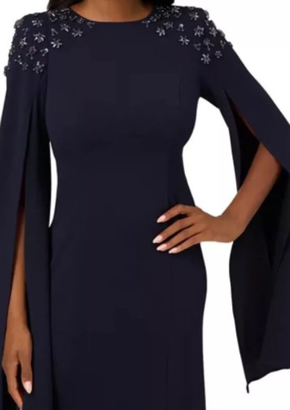 画像3: セール！Adrianna Papell アドリアナパペル　Crepe Beaded Cape Sleeve Gown  03031 (3)