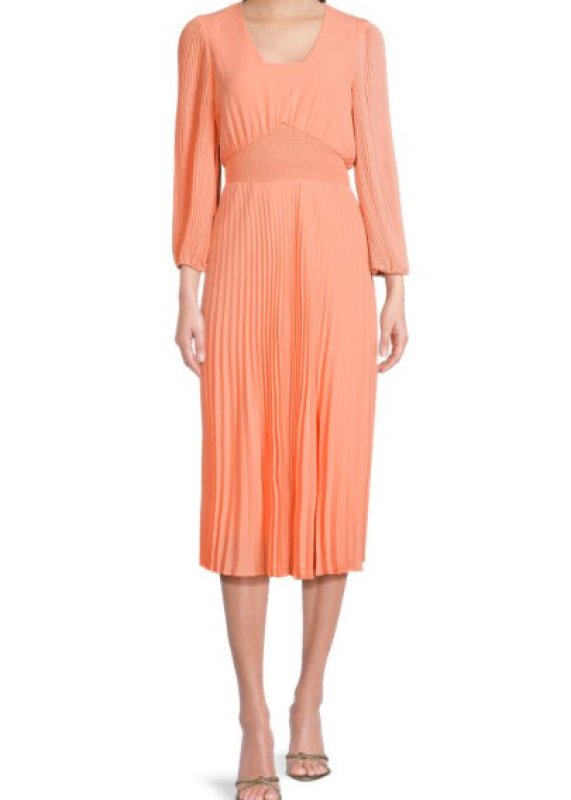 画像3: セール！Nanette Nanette Lepore ナネットレポー    アコーディオンプリーツミディドレス　サーモン  03104 (3)