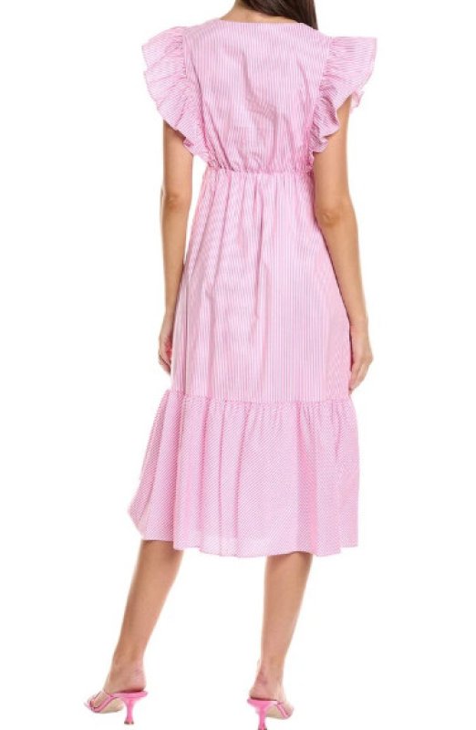 画像3: セール！Nanette Nanette Lepore ナネットレポー  ピンクストライプミディドレス  03103 (3)