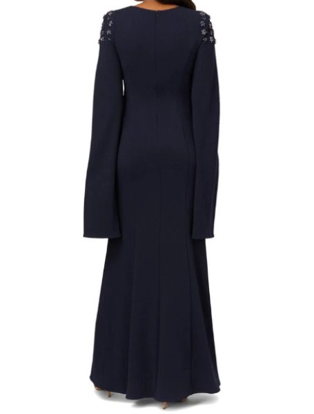 画像2: セール！Adrianna Papell アドリアナパペル　Crepe Beaded Cape Sleeve Gown  03031 (2)