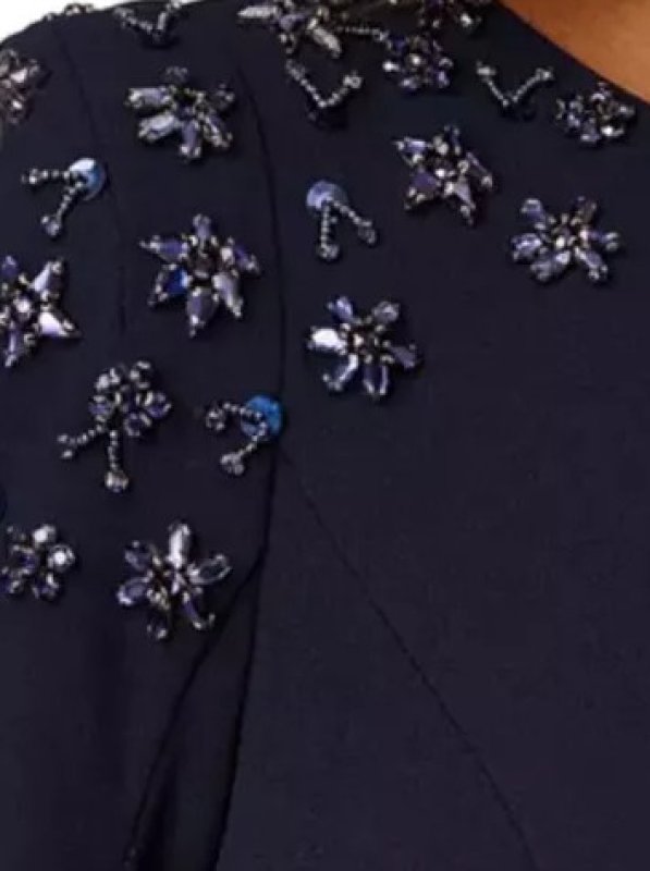 画像4: セール！Adrianna Papell アドリアナパペル　Crepe Beaded Cape Sleeve Gown  03031 (4)