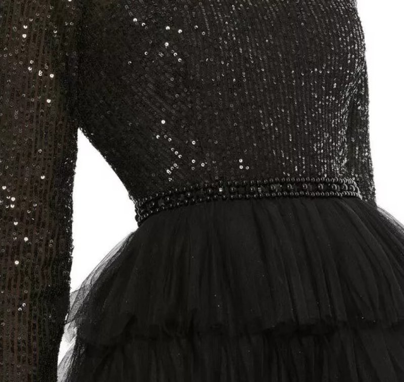 画像3: セール！Mac Duggal マックドゥガル　Sequin Tiered Long Sleeve Tulle Cocktail Dress (3)