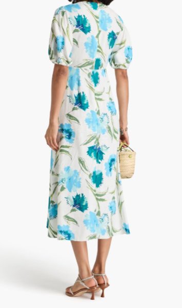 画像2: セール!Diane von Furstenberg  ダイアンフォンファステンバーグ Majorie 花柄ドレス アイボリー、ブルー系 (2)