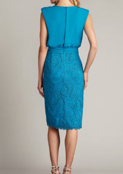 画像2: Tadashi Shoji  タダシショージ   Newell Embroidered Blouson Dress ブルー系 (2)