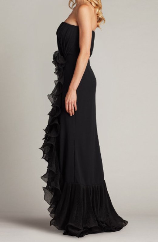 画像2: Tadashi Shoji タダシショージ   Leith Cascading Ruffle Gown ブラック (2)