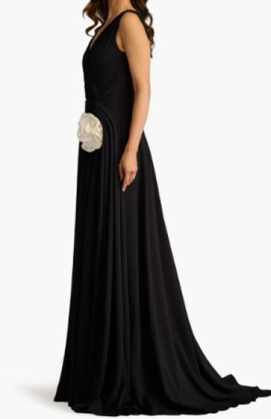 画像3: Tadashi Shoji  タダシショージ   Port Pleated Crepe Gown  ブラック、アイボリー (3)