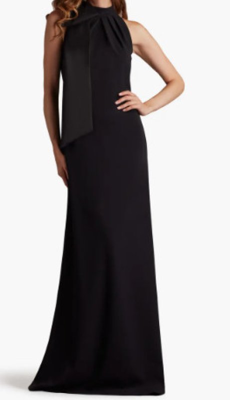 画像1: Tadashi Shoji  タダシショージ   　SIMS SHOULDER BOW HALTER GOWN　ブラック 01113 (1)