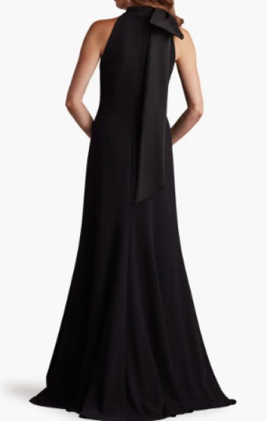 画像3: Tadashi Shoji  タダシショージ    SIMS SHOULDER BOW HALTER GOWN ブラック 01113 (3)