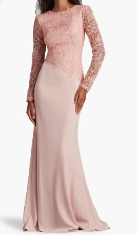 画像1: Tadashi Shoji  タダシショージ  Caliste Embroidered Crepe Gown   ピンク系   03261 (1)