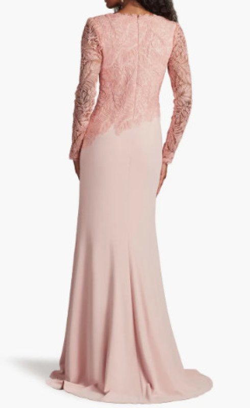 画像2: Tadashi Shoji  タダシショージ  Caliste Embroidered Crepe Gown   ピンク系   03261 (2)