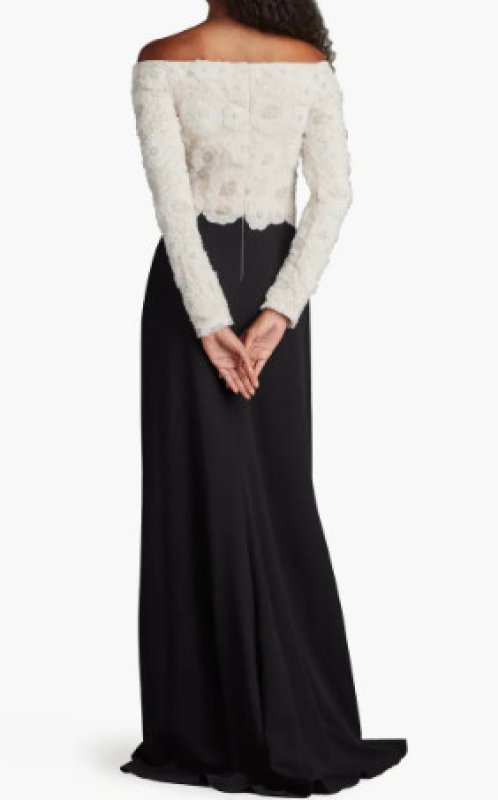 画像2: Tadashi Shoji  タダシショージ   Giuliana Embroidered Bodice Gown ブラック、ホワイト (2)