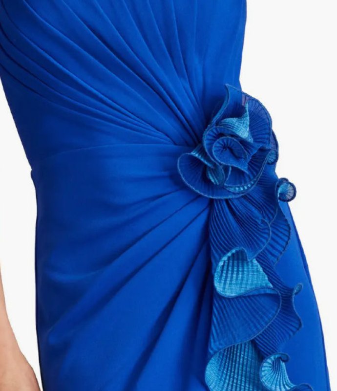 画像4: Tadashi Shoji タダシショージ   Leith Cascading Ruffle Gown ブルー (4)