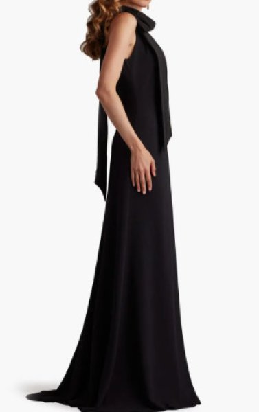 画像2: Tadashi Shoji  タダシショージ    SIMS SHOULDER BOW HALTER GOWN ブラック 01113 (2)