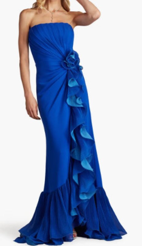 画像1: Tadashi Shoji タダシショージ   Leith Cascading Ruffle Gown ブルー (1)