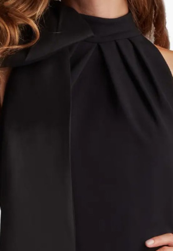 画像4: Tadashi Shoji  タダシショージ   　SIMS SHOULDER BOW HALTER GOWN　ブラック 01113 (4)