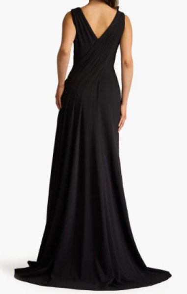 画像2: Tadashi Shoji  タダシショージ   Port Pleated Crepe Gown  ブラック、アイボリー (2)