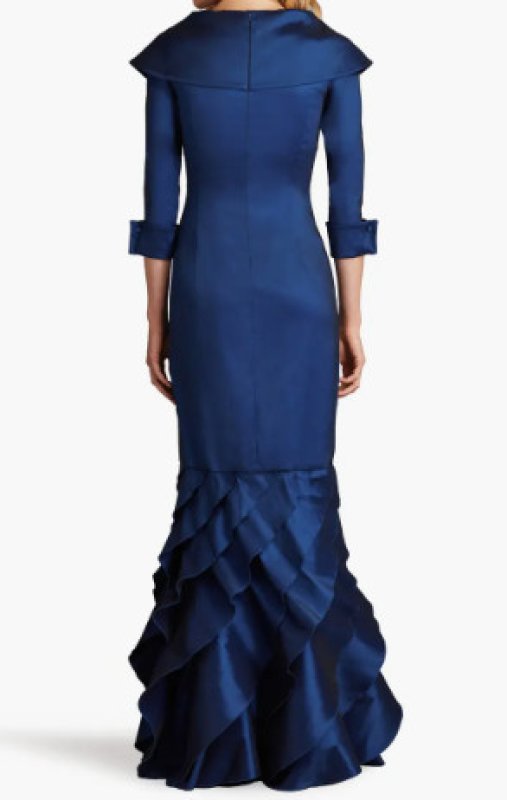 画像2: Tadashi Shoji タダシショージ  Blythe Portrait Collar Gown　ネイビー  (2)