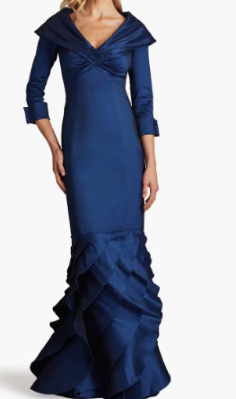 画像1: Tadashi Shoji タダシショージ  Blythe Portrait Collar Gown　ネイビー  (1)