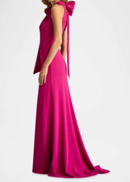 画像3: Tadashi Shoji  タダシショージ    SIMS SHOULDER BOW HALTER GOWN ピンク  01113 (3)