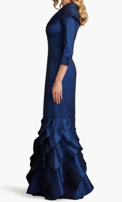 画像3: Tadashi Shoji タダシショージ  Blythe Portrait Collar Gown　ネイビー  (3)