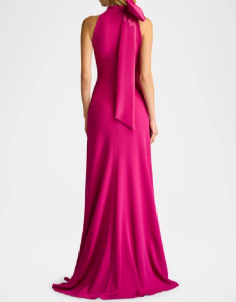画像2: Tadashi Shoji  タダシショージ    SIMS SHOULDER BOW HALTER GOWN ピンク  01113 (2)