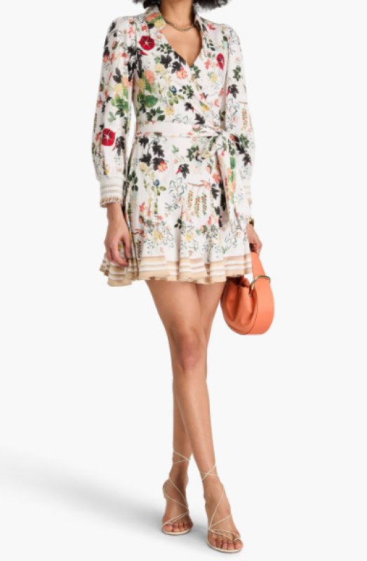 画像1: セール！Alice + Olivia アリスアンドオリビア  Alisa 花柄ラップシャツドレス  03201 (1)