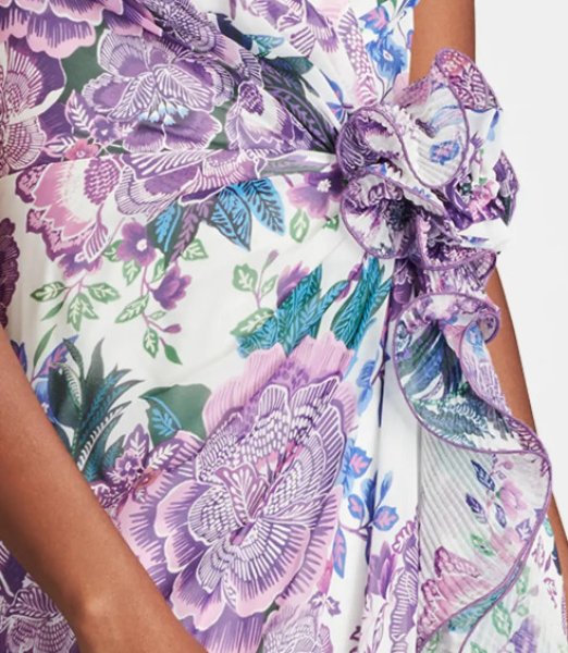 画像4: Tadashi Shoji  タダシショージ  Sinai Floral Cascading Ruffle Gown ホワイト、パープル系 (4)