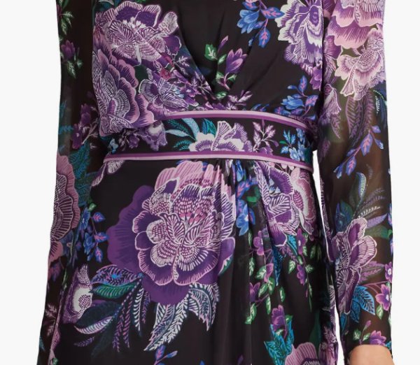 画像4: Tadashi Shoji  タダシショージ   Akilah Floral Blouson Midi Dress パープル系 (4)