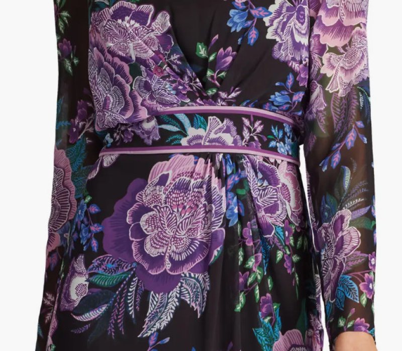 画像4: Tadashi Shoji  タダシショージ  　Akilah Floral Blouson Midi Dress　パープル系 (4)