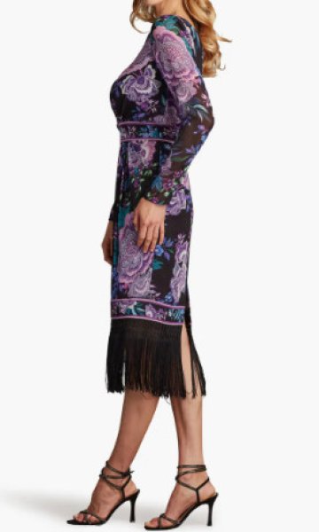 画像3: Tadashi Shoji  タダシショージ   Akilah Floral Blouson Midi Dress パープル系 (3)