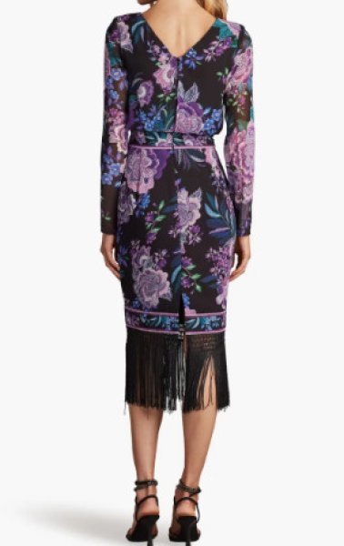 画像2: Tadashi Shoji  タダシショージ   Akilah Floral Blouson Midi Dress パープル系 (2)