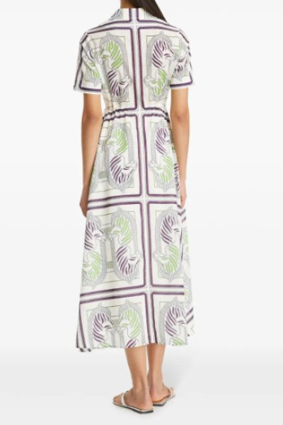 画像2: Tory Burch トリーバーチ Printed Cotton Shirtdress  ivory zebra scarf (2)