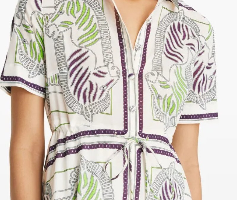画像3: Tory Burch トリーバーチ　Printed Cotton Shirtdress  ivory zebra scarf (3)