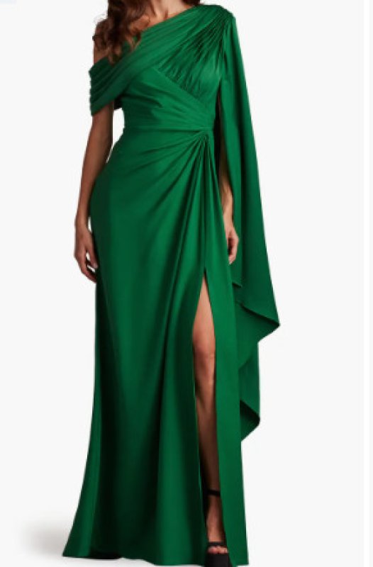 画像1: 【アンミカさん愛用】Tadashi Shoji  タダシショージ   EMBER  ケープスリーブドレス　グリーン (1)