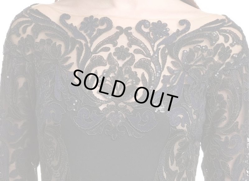 画像3: Tadashi Shoji タダシショージ　 Damita Sequin Embroidered Illusion Gown　ブラック (3)