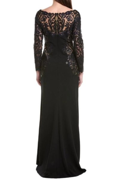 画像2: Tadashi Shoji タダシショージ  Damita Sequin Embroidered Illusion Gown ブラック (2)