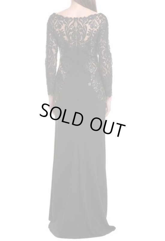 画像2: Tadashi Shoji タダシショージ　 Damita Sequin Embroidered Illusion Gown　ブラック (2)
