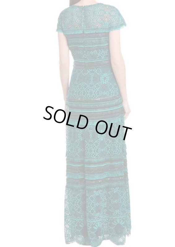 画像2: セール！Tadashi Shoji タダシショージ    Texture Lace Gown グリーン系 (2)