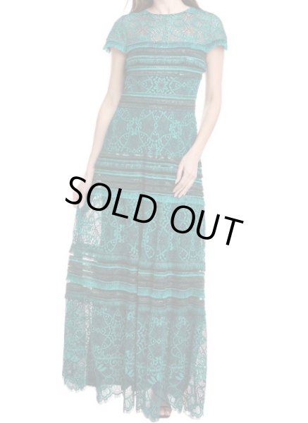 画像1: セール！Tadashi Shoji タダシショージ    Texture Lace Gown グリーン系 (1)