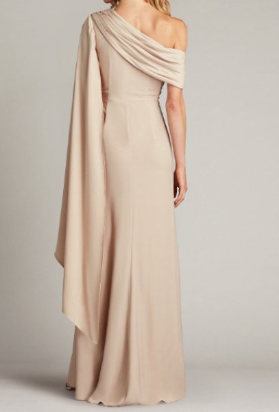 画像2: 【アンミカさん愛用】Tadashi Shoji  タダシショージ   EMBER  ケープスリーブドレス　ベージュ系  08072 (2)