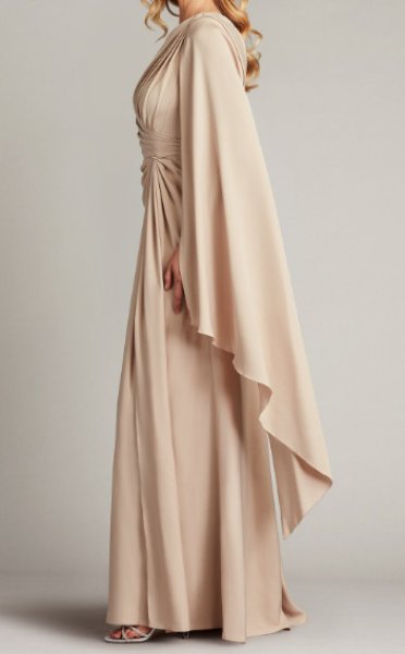 画像3: 【アンミカさん愛用】Tadashi Shoji  タダシショージ   EMBER  ケープスリーブドレス　ベージュ系  08072 (3)